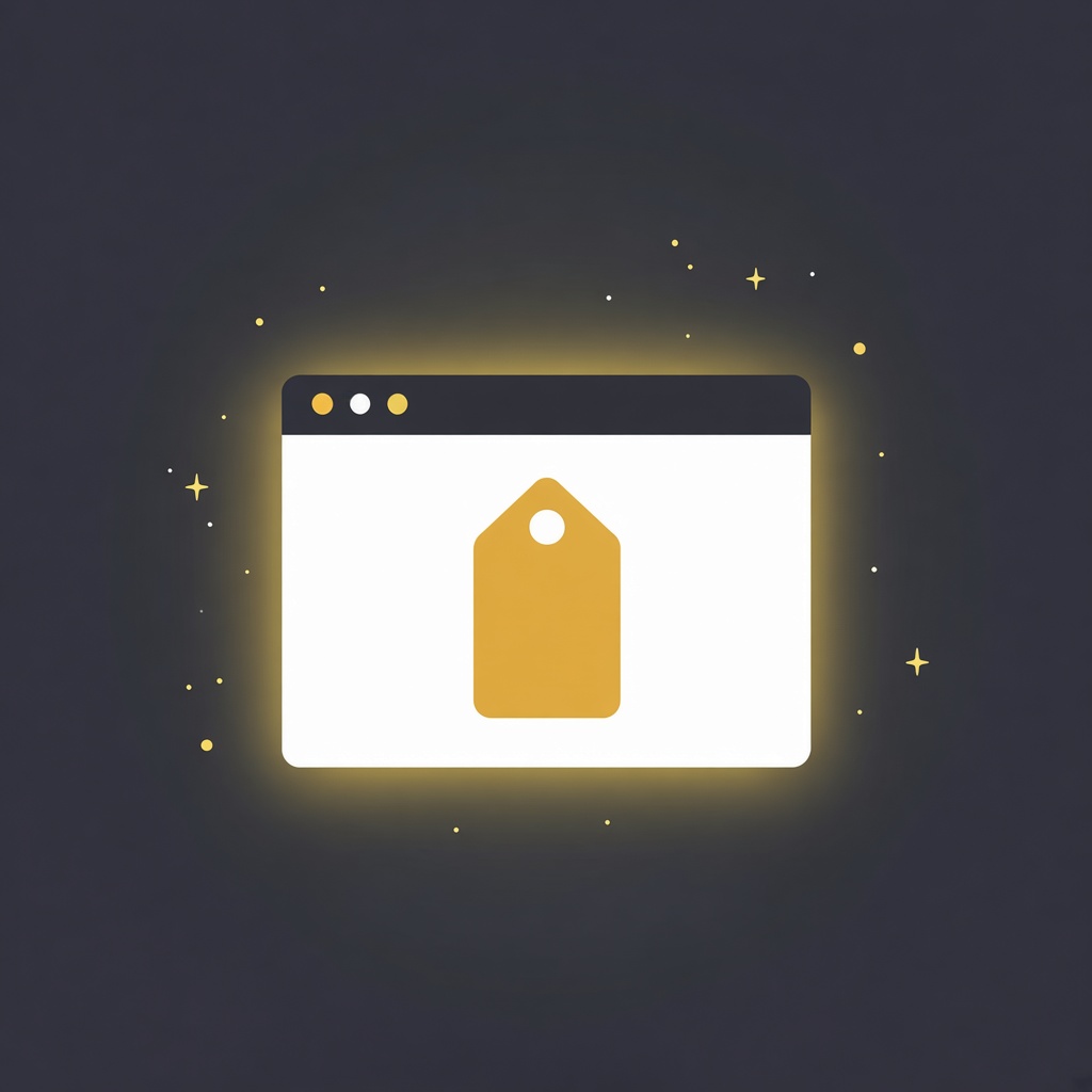 Illustration: Browserfenster mit Preisschild – günstige Webseite Liechtenstein